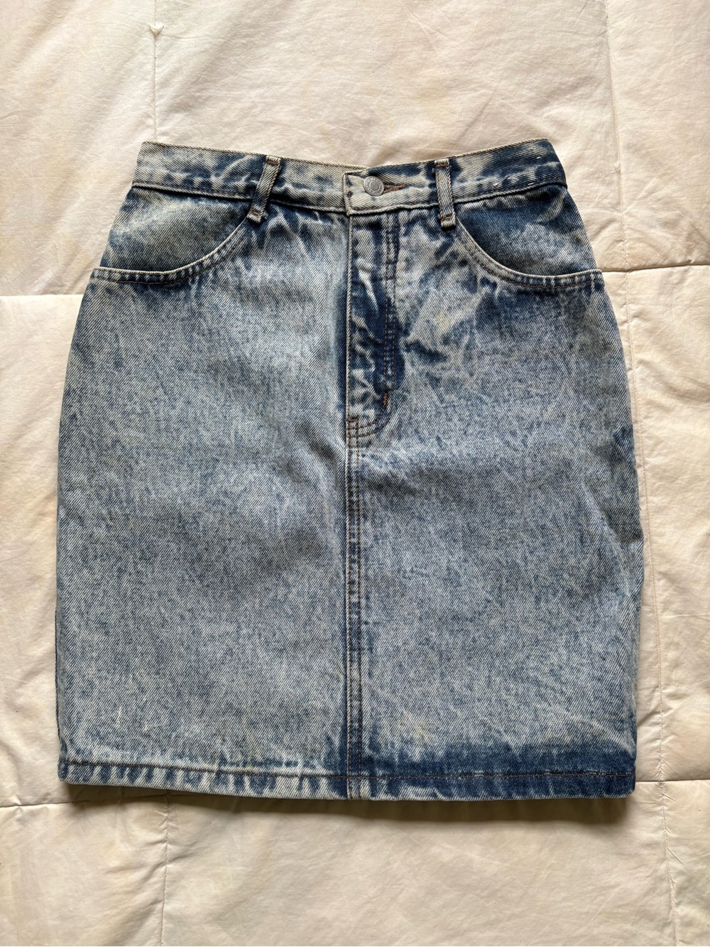 Jordache Light Blue Acid-Wash Denim Pencil Skirt